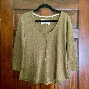 Anthropologie Saturday Sunday Olive 3/4 Sleeve Top